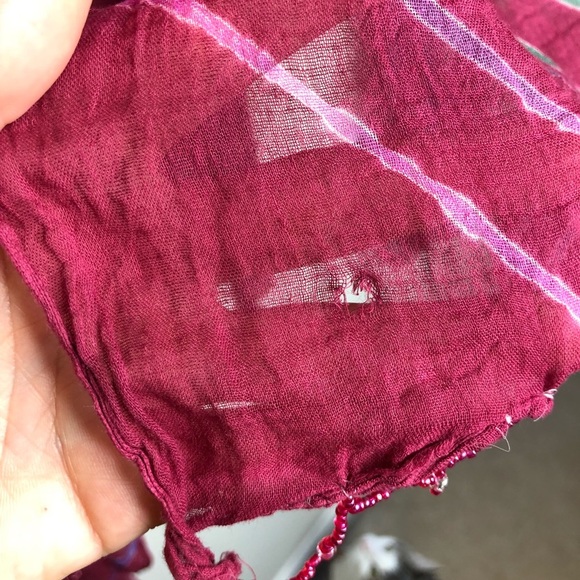 🛍️Fuchsia stripe beaded tie/dye shawl scarf beach sarong HUGE Alexa’s Angels - Picture 8 of 8